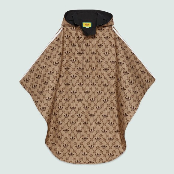 GUCCI ADIDAS X CAPE COAT TREFOIL G LOGO REVERSIBLE HOODED UNISEX PONCHO sz M - Picture 4 of 16